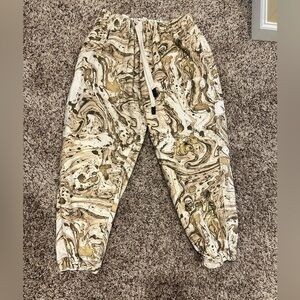 BASSIKE MARBLE PRINT CASUAL TIE WAIST PANTS